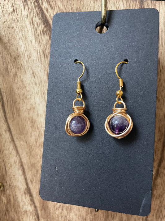 Wire Wrapped Amethyst Earrings