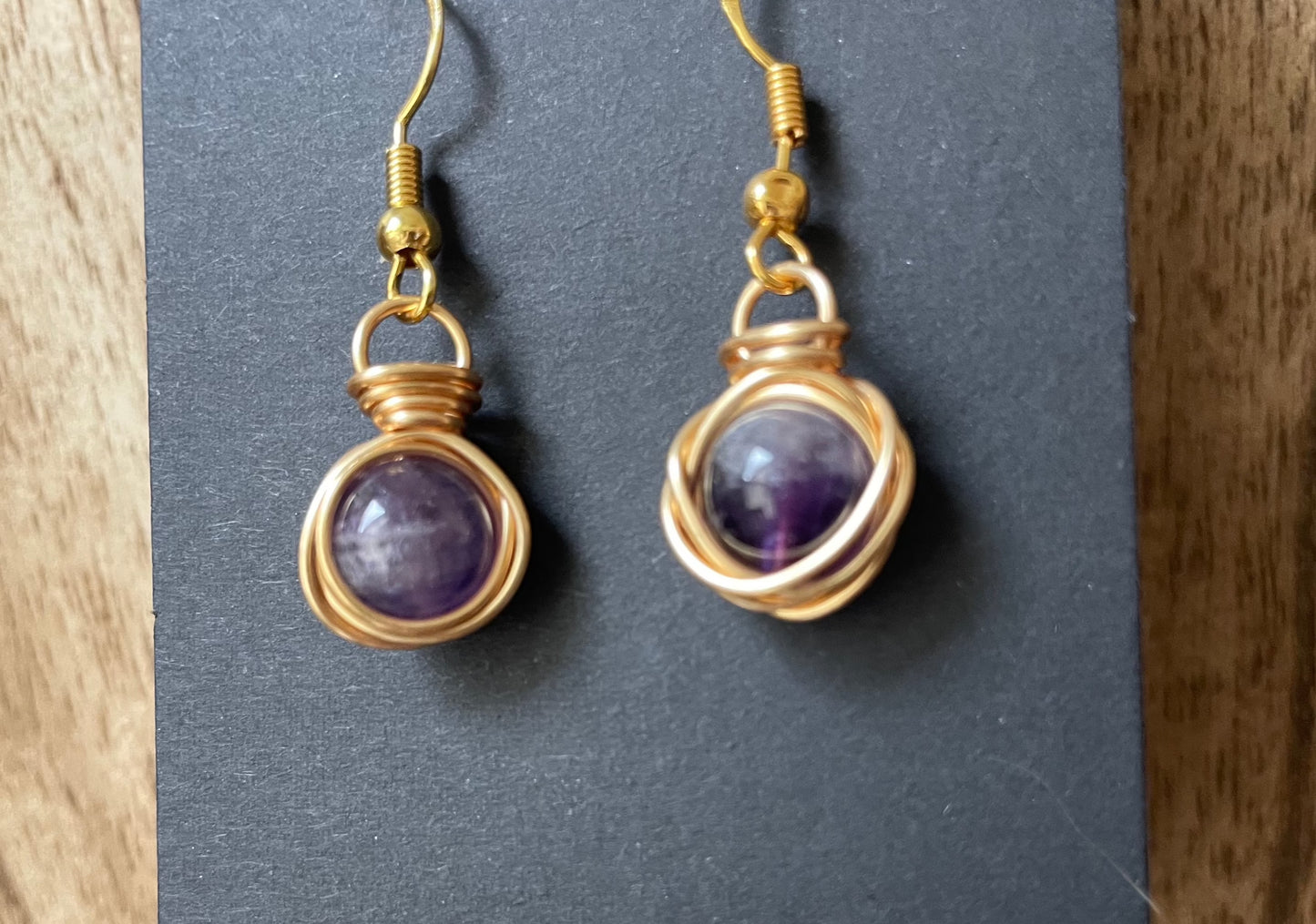 Wire Wrapped Amethyst Earrings