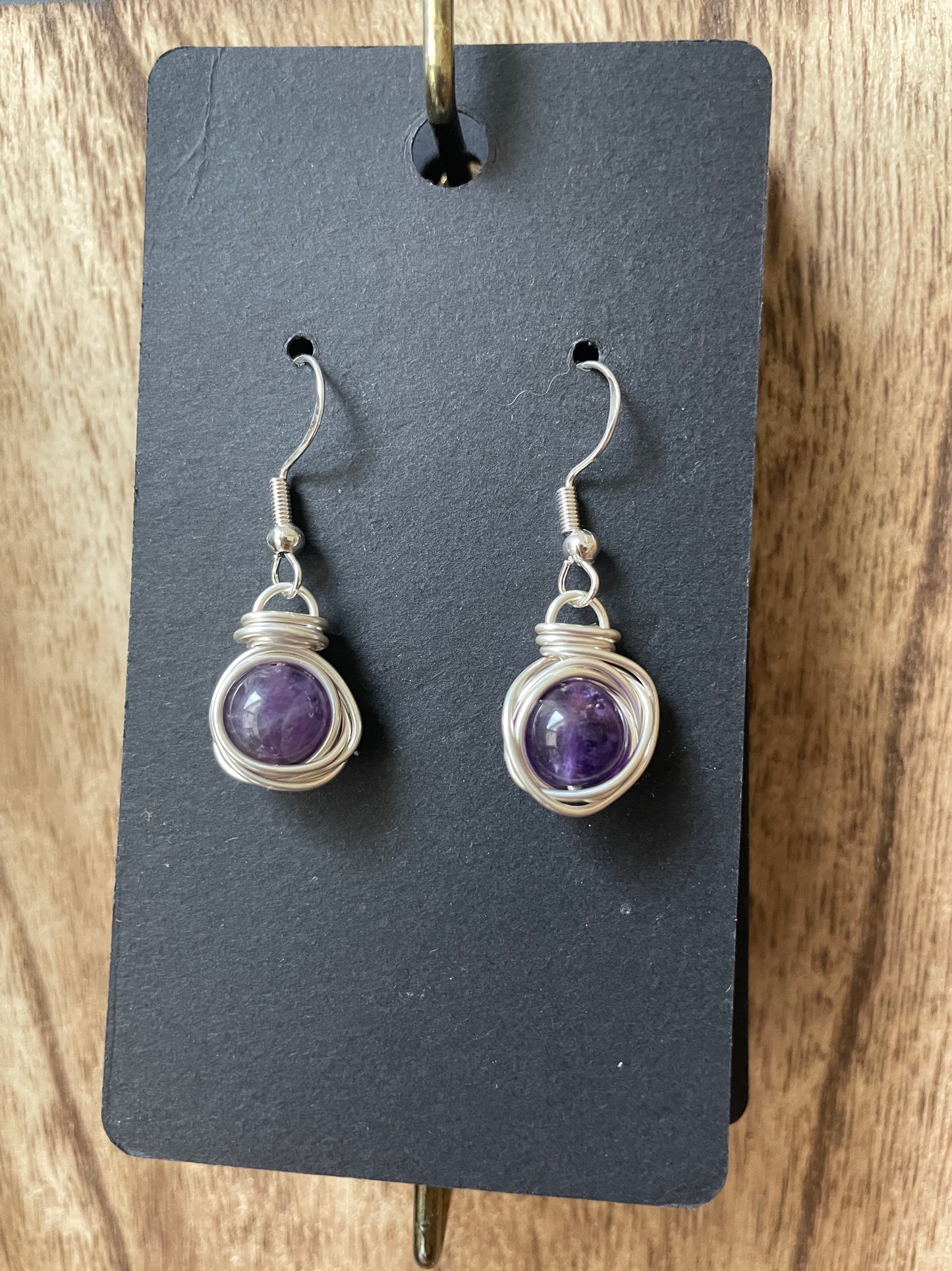 Wire Wrapped Amethyst Earrings