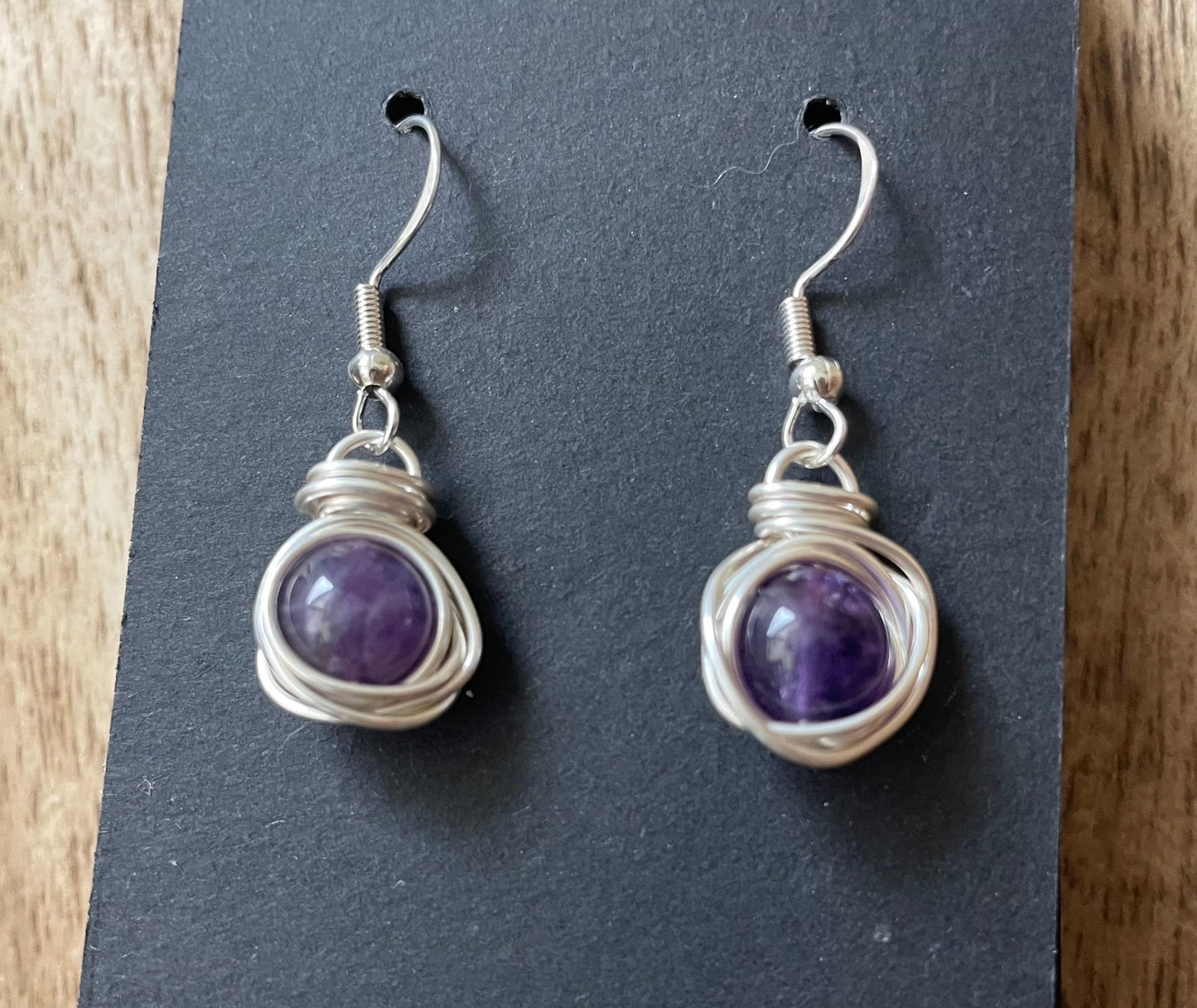 Wire Wrapped Amethyst Earrings