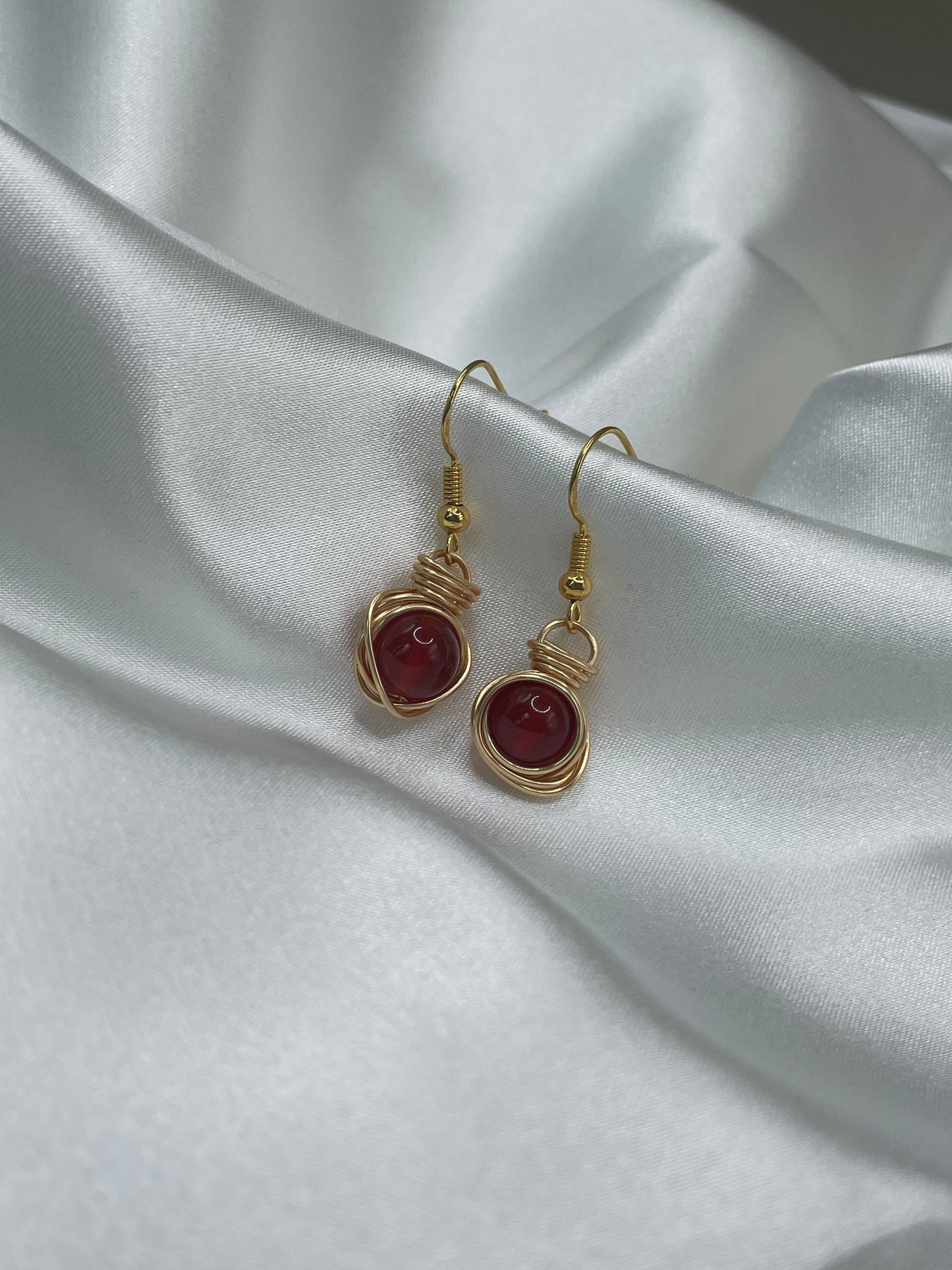 Gold Wrapped Carnelian Earrings