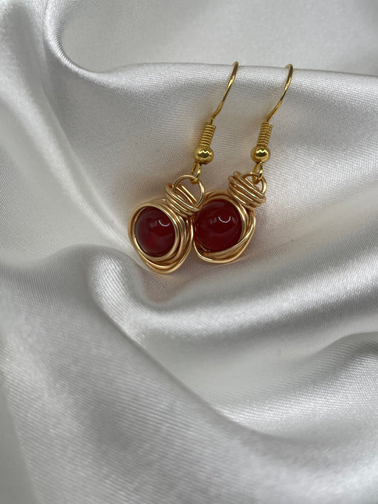 Gold Wrapped Carnelian Earrings