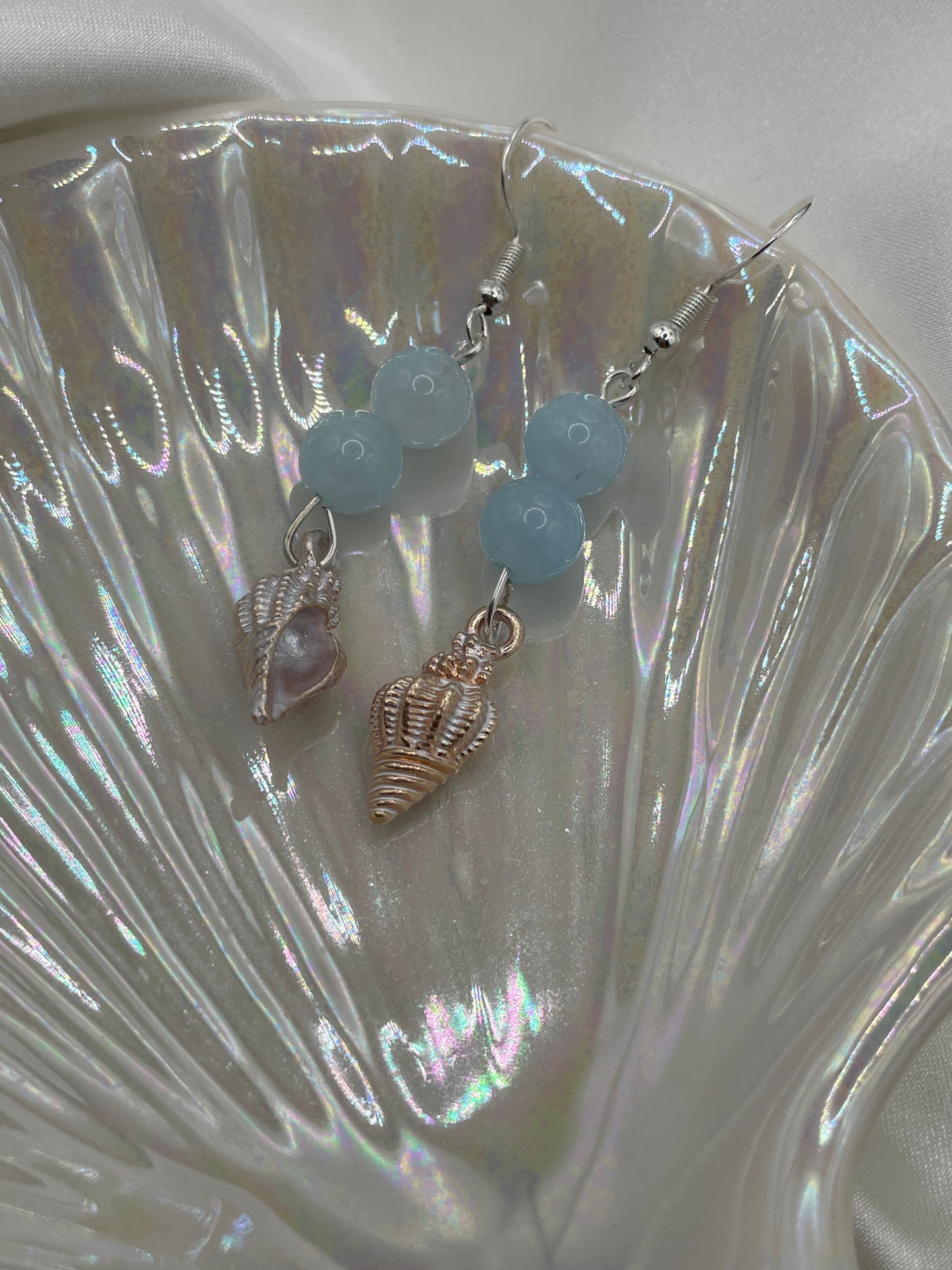 Aquamarine Sea Shell Earrings