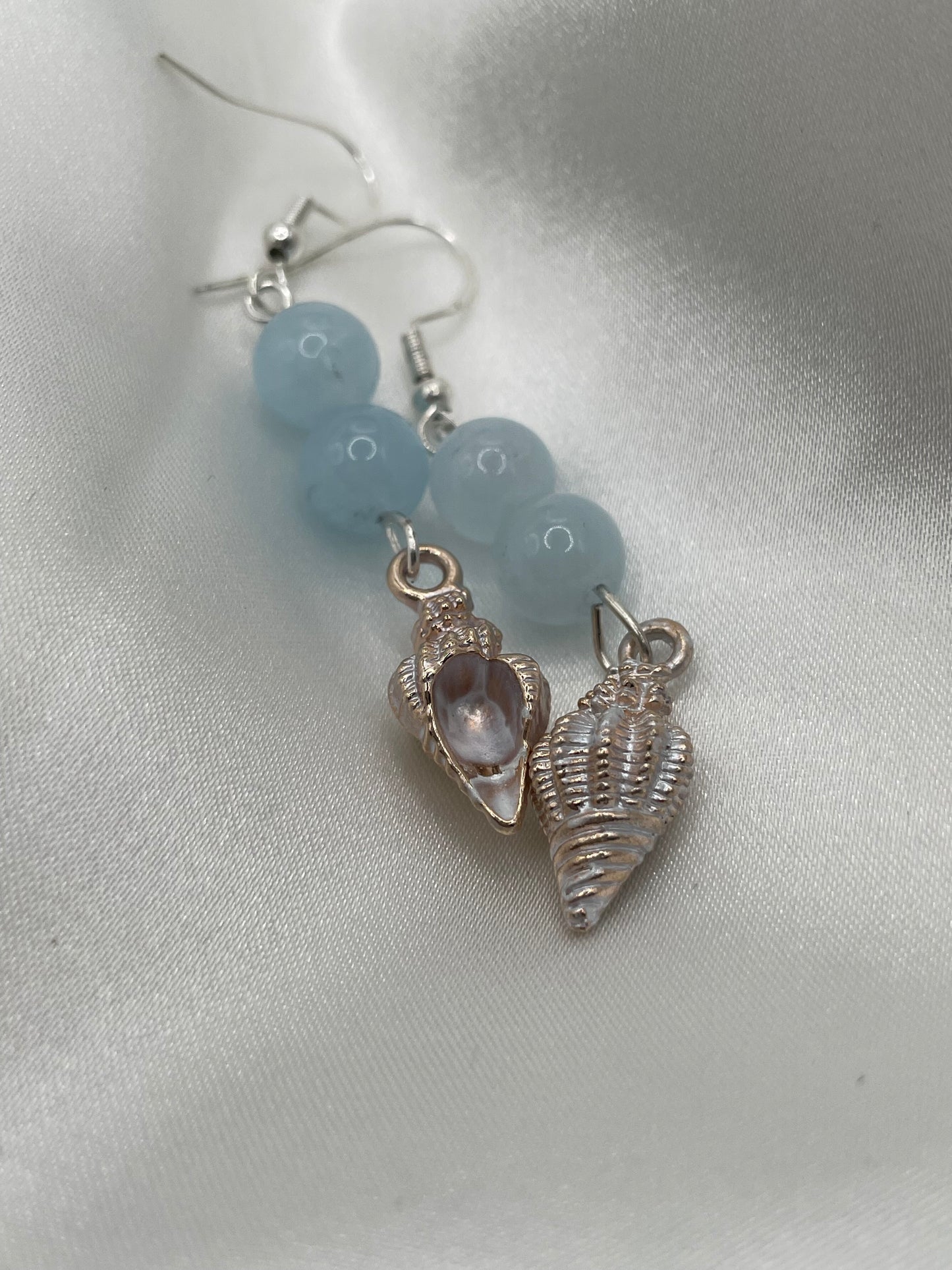 Aquamarine Sea Shell Earrings