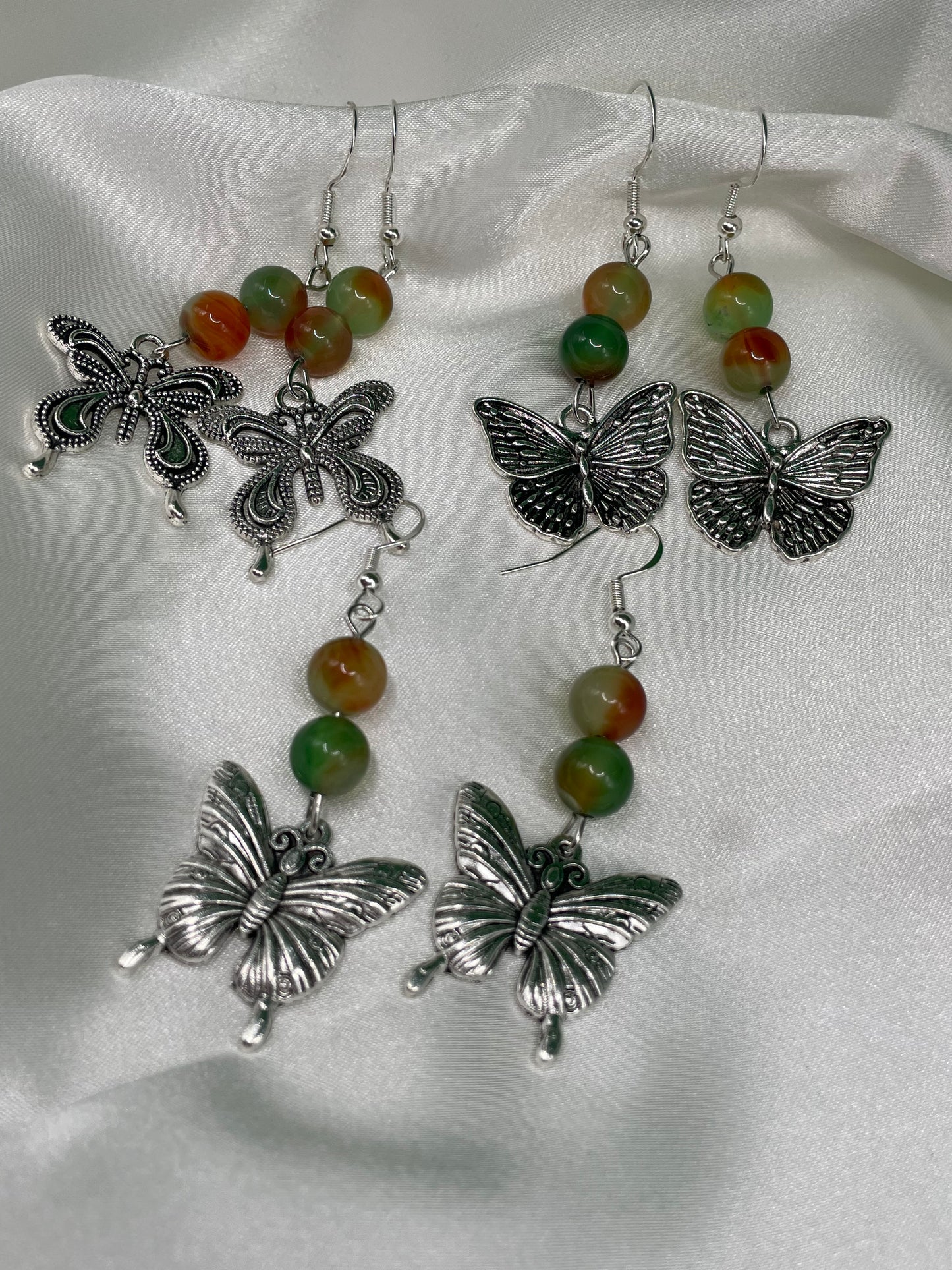 Peacock Agate Stone Butterfly Earrings