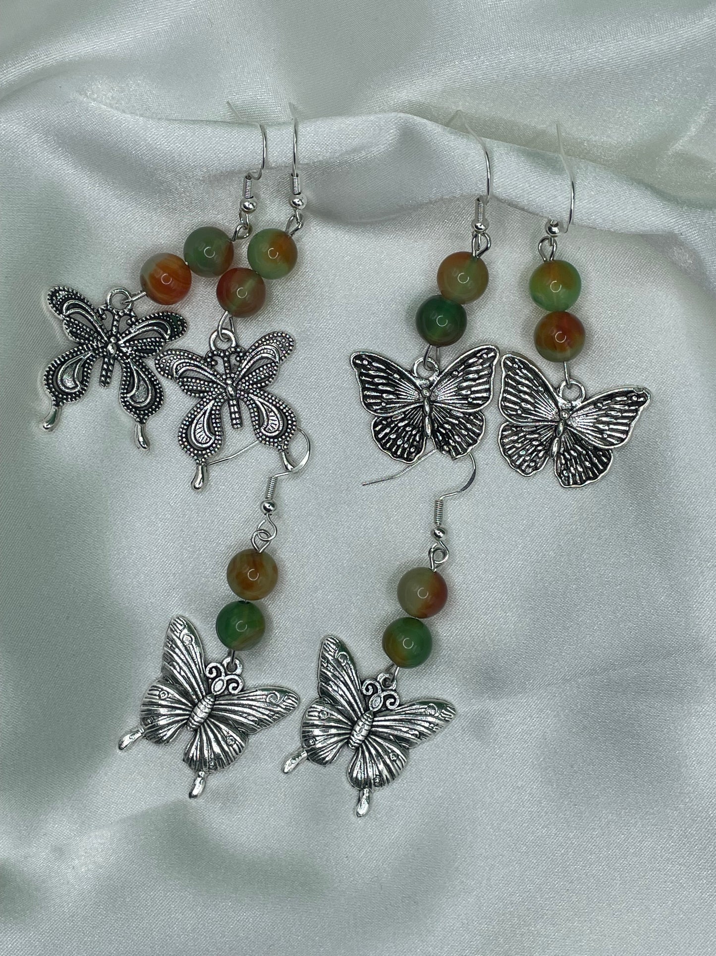 Peacock Agate Stone Butterfly Earrings