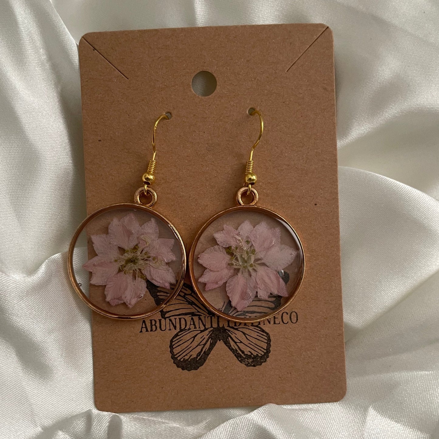 Pink Pressed Flower Resin Earrings