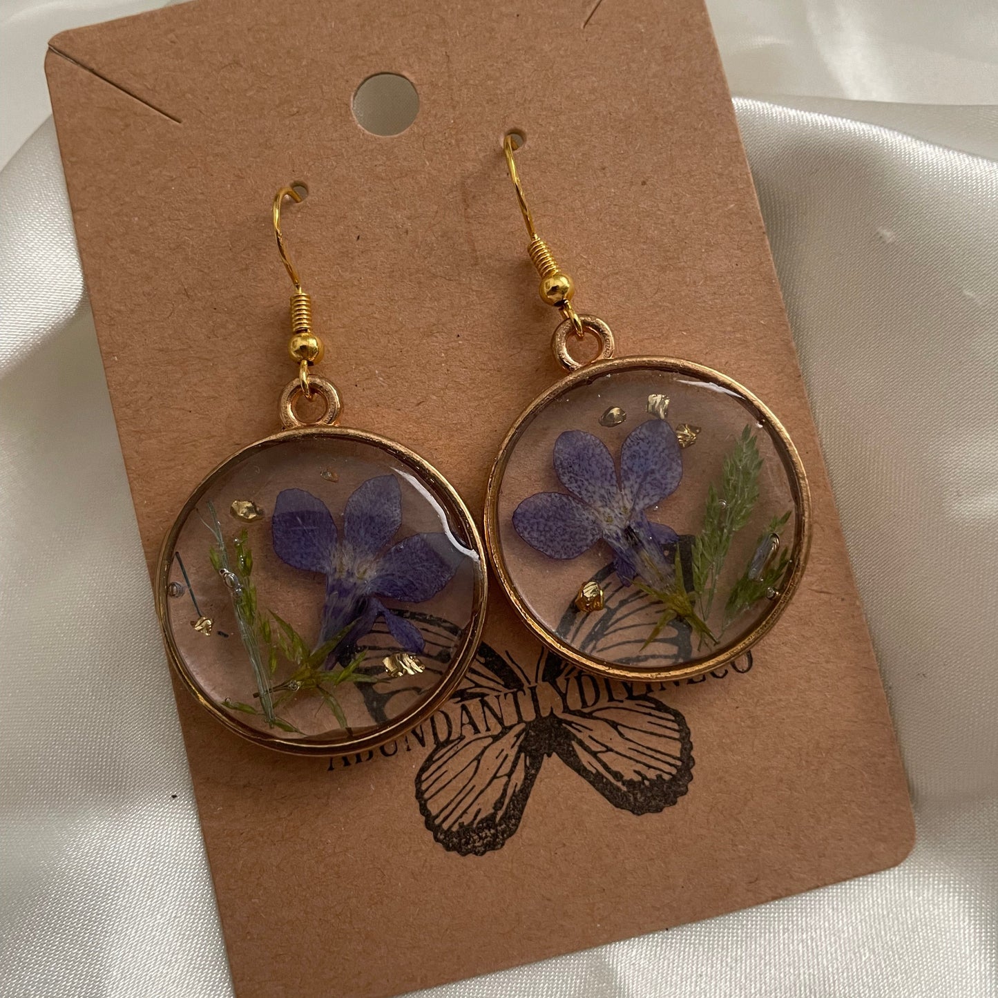 Purple Flower Pressed Earrings