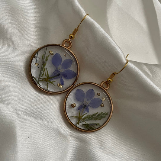 Purple Flower Pressed Earrings