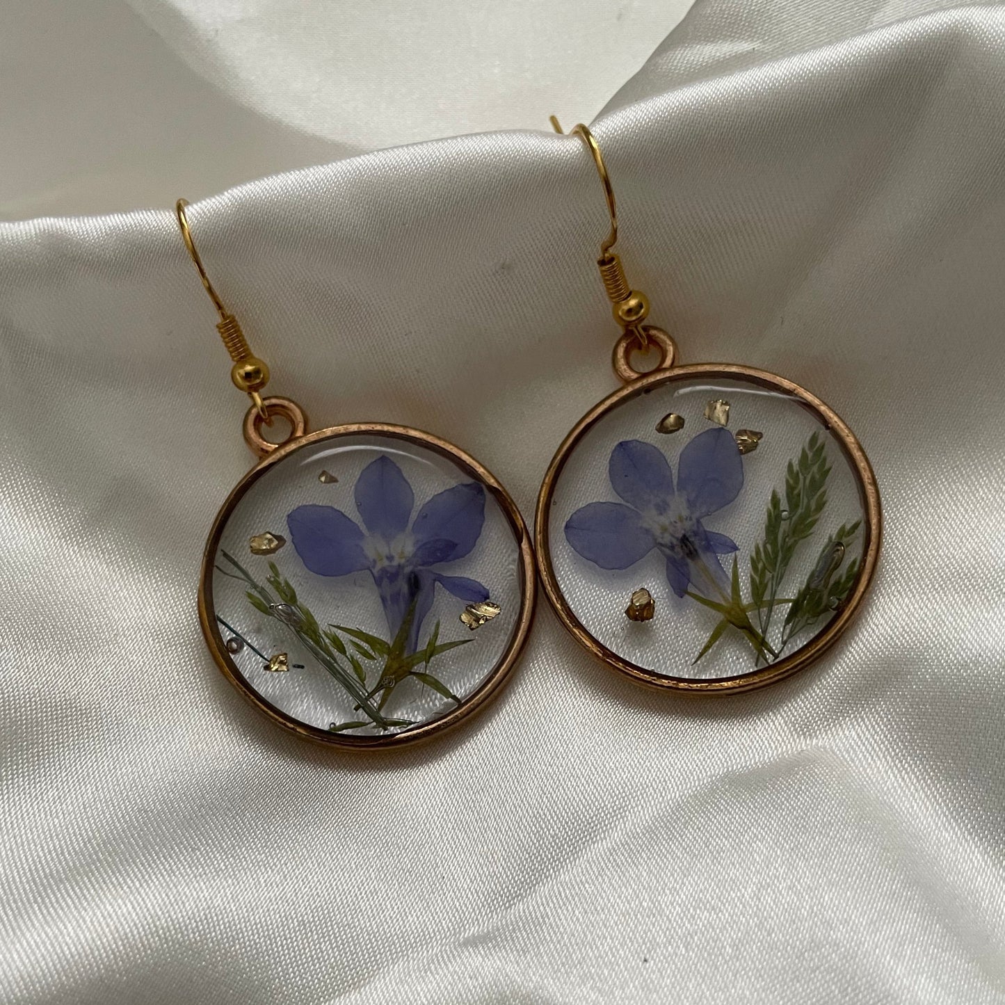 Purple Flower Pressed Earrings