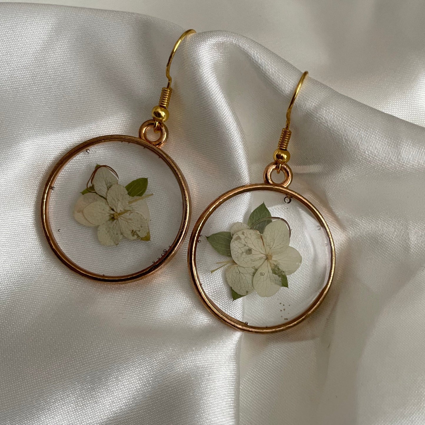 White Flower Pressed Earrings