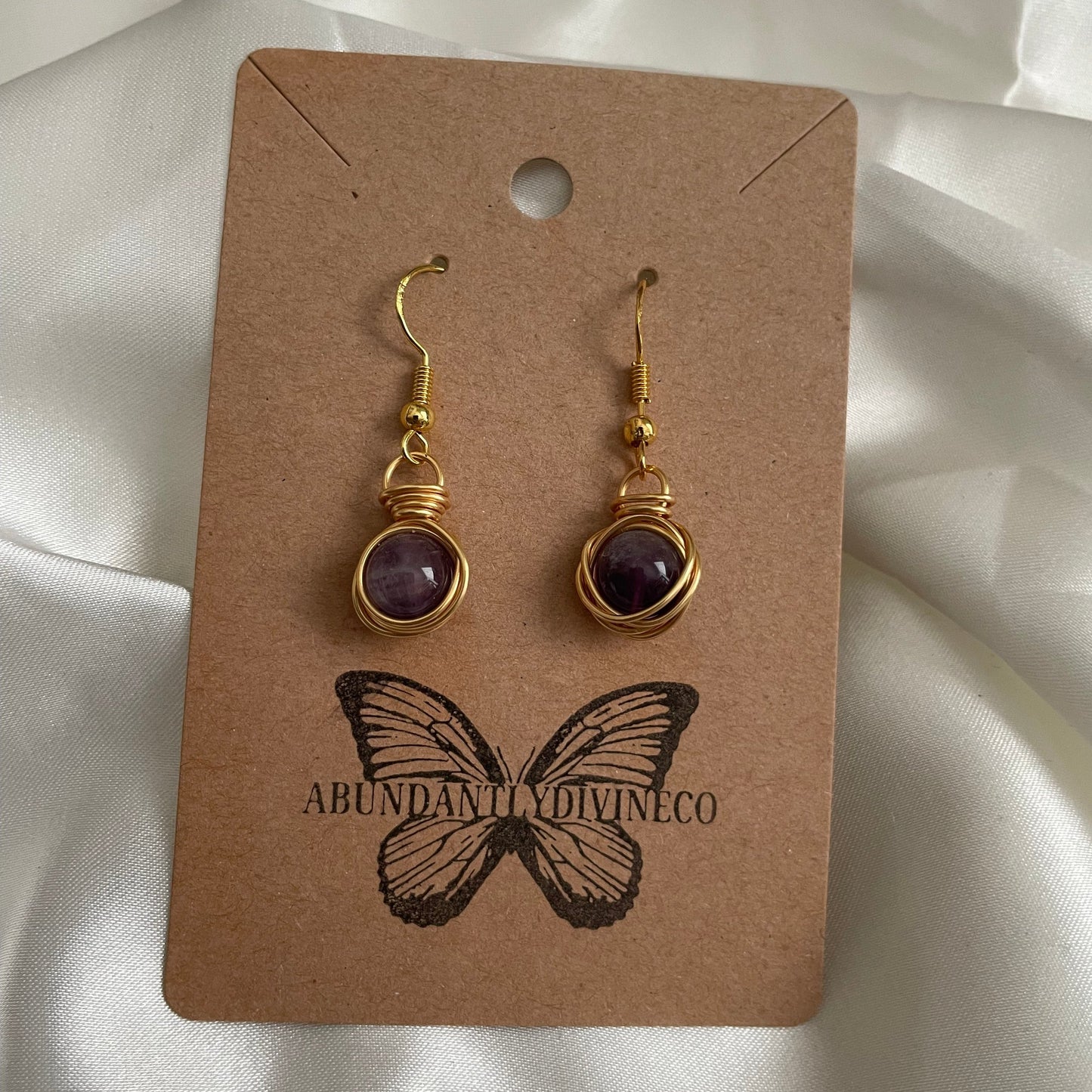 Wire Wrapped Amethyst Earrings